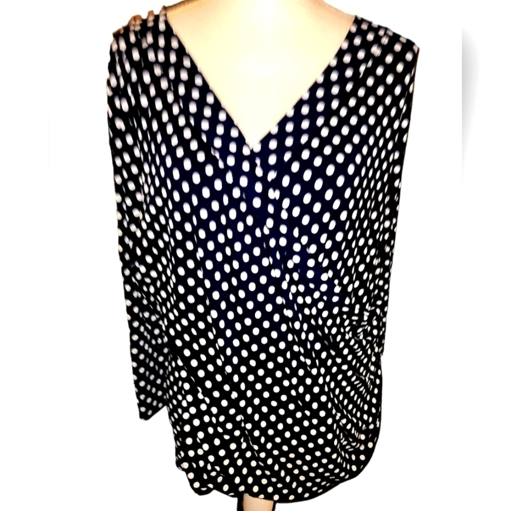 LAUREN RALPH LAUREN Polka-Dot Surplice Jersey Top